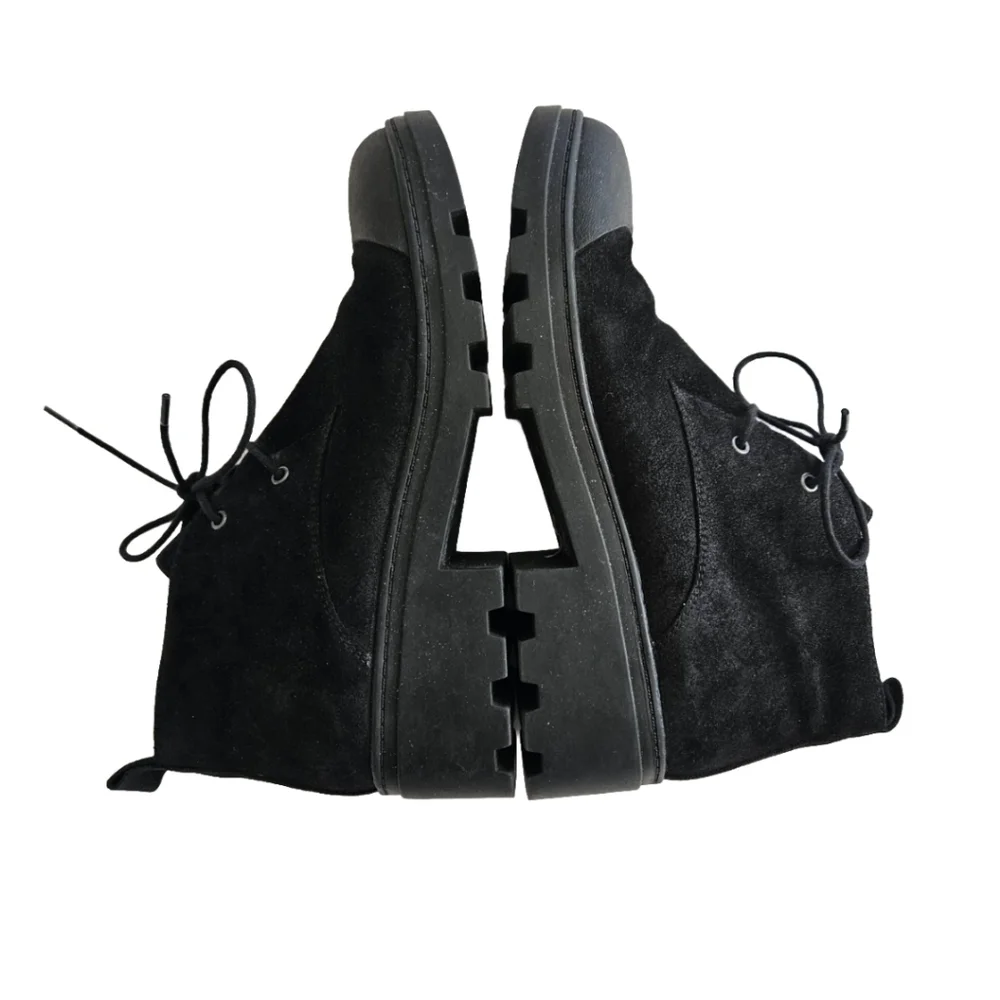 Eileen Fisher Black Suede Lace-Up Ankle Boots